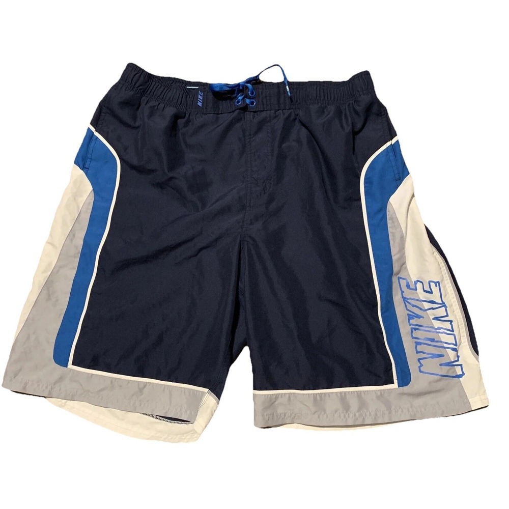 Vintage Nike Men Swimming Trunks Shorts Spell Out Size XL Blue